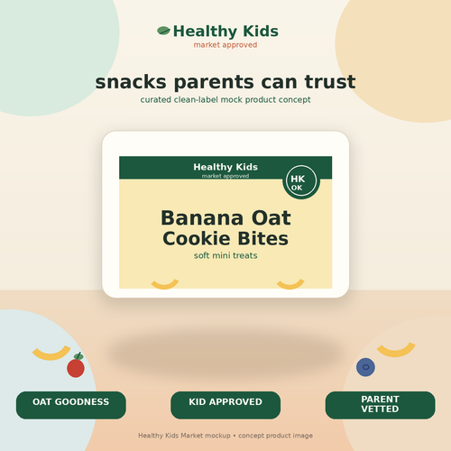 Healthy Kids Banana Oat Cookie Bites product mockup